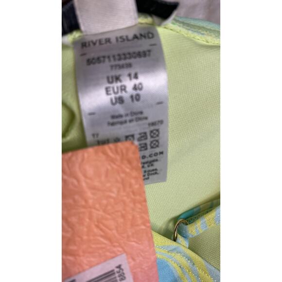 RIVER ISLAND Sun Shop Green Yellow Print Chain - Picture 7 of 8